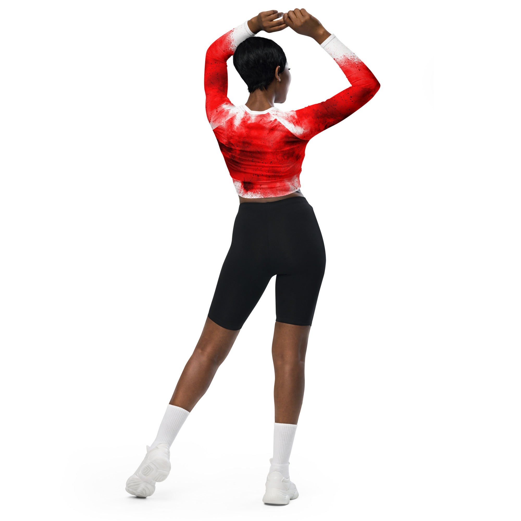 Christmas Party Cropped Top. Long Sleeved Christmas Colors Streetwear or Activewear. WickedYo.